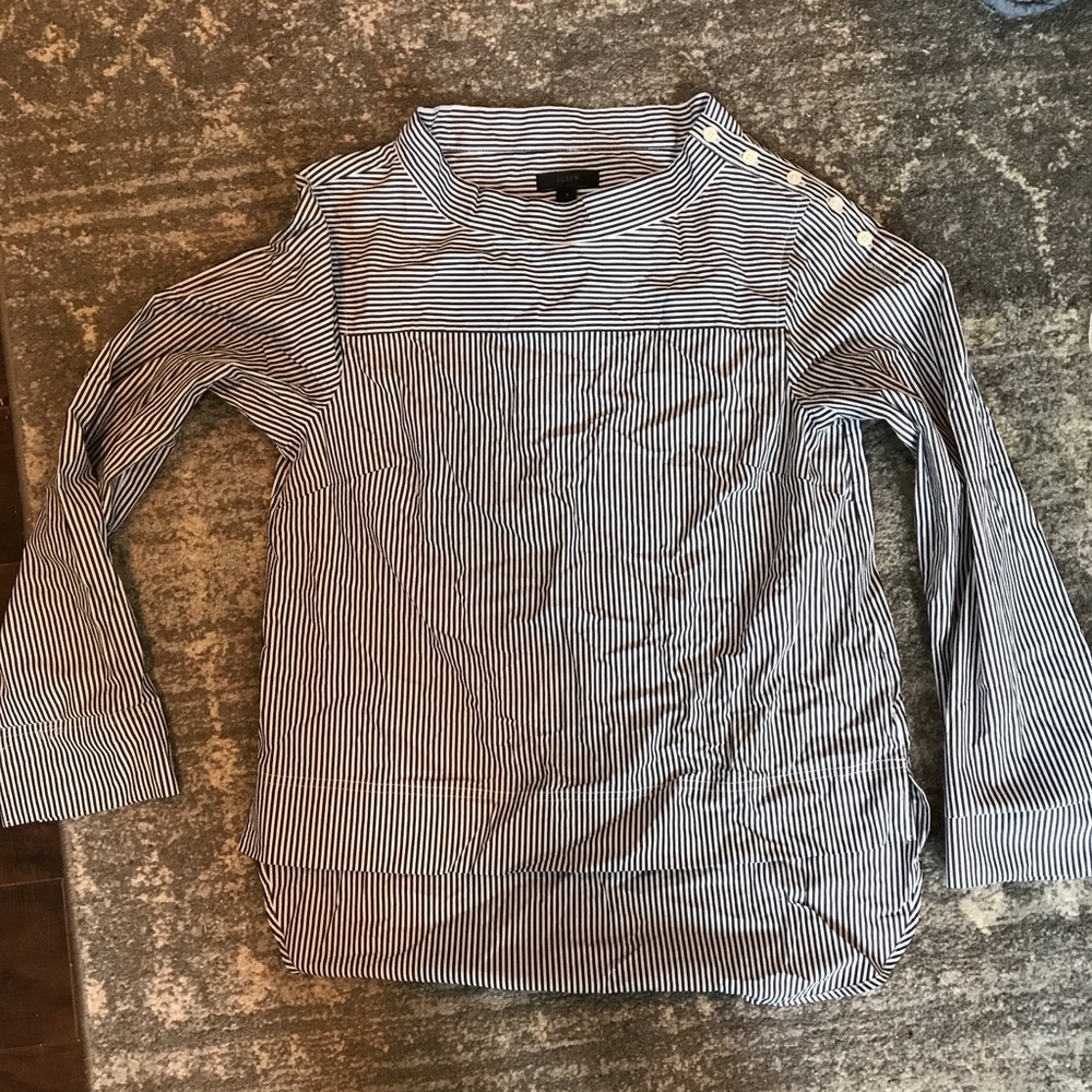 NWT J.Crew funnel neck stripe top - Picture 2 of 2